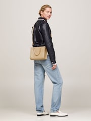 Tommy Hilfiger Cream Monotype Mini Tote - Image 1 of 4