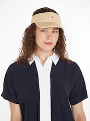 Tommy Hilfiger Cream Essential Flag Visor Hat - Image 1 of 2