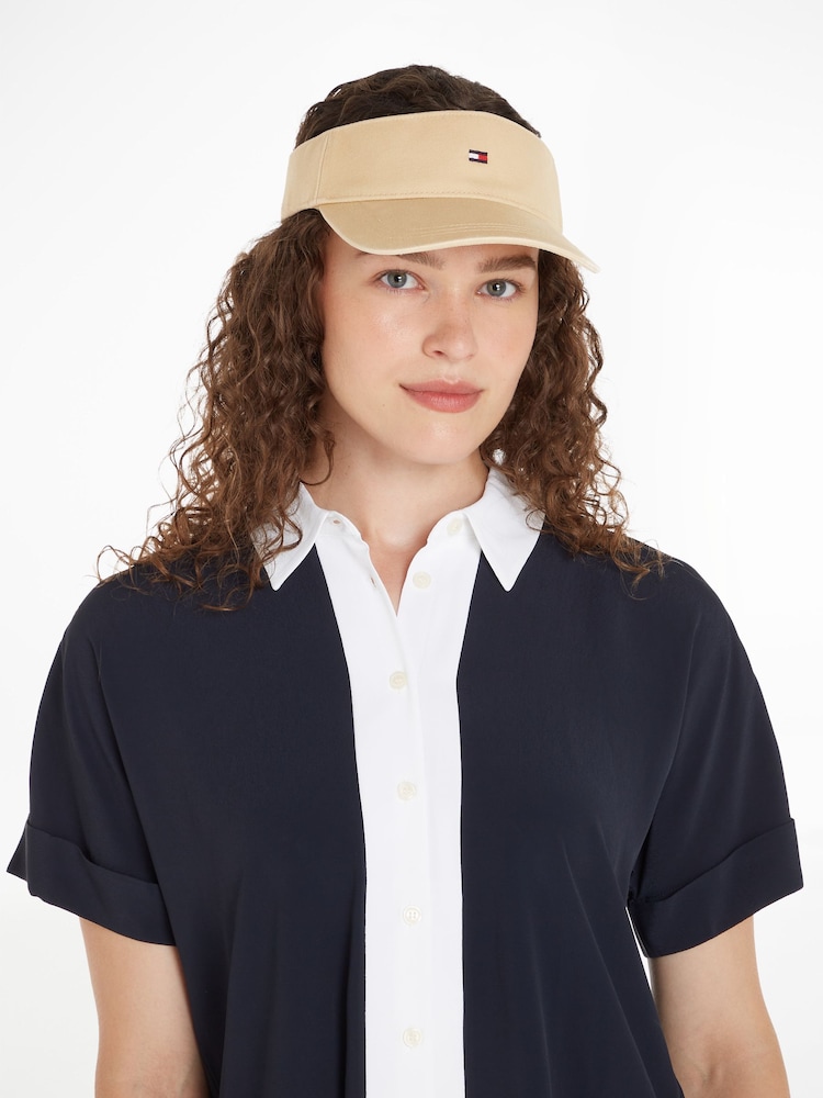 Tommy Hilfiger Cream Essential Flag Visor Hat - Image 1 of 2