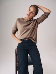 The Set Mink/Black 2 Pack Fine Knit Crew Neck Jumpers - Image 2 of 7