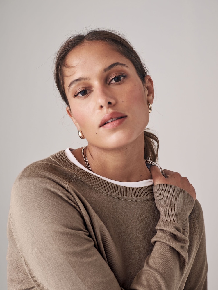 The Set Mink/Black 2 Pack Fine Knit Crew Neck Jumpers - Image 5 of 7