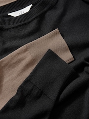 The Set Mink/Black 2 Pack Fine Knit Crew Neck Jumpers - Image 7 of 7