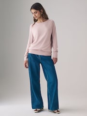 The Set Light Pink/Chocolate Brown/Cream 3 Pack Fine Knit Crew Neck Jumpers - Image 5 of 8