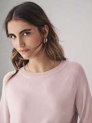 The Set Light Pink/Chocolate Brown/Cream 3 Pack Fine Knit Crew Neck Jumpers - Image 8 of 8