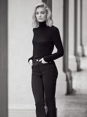 The Set Black/Chocolate Brown/Cream 3 Pack Fine Knit Roll Neck Jumpers - Image 1 of 10