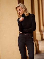 The Set Black/Chocolate Brown/Cream 3 Pack Fine Knit Roll Neck Jumpers - Image 10 of 10