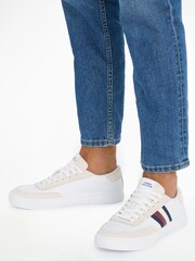 Tommy Hilfiger White Stripe Leather Sneakers - Image 3 of 4