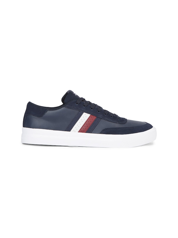 Tommy Hilfiger Blue Stripe Leather Sneakers - Image 1 of 4
