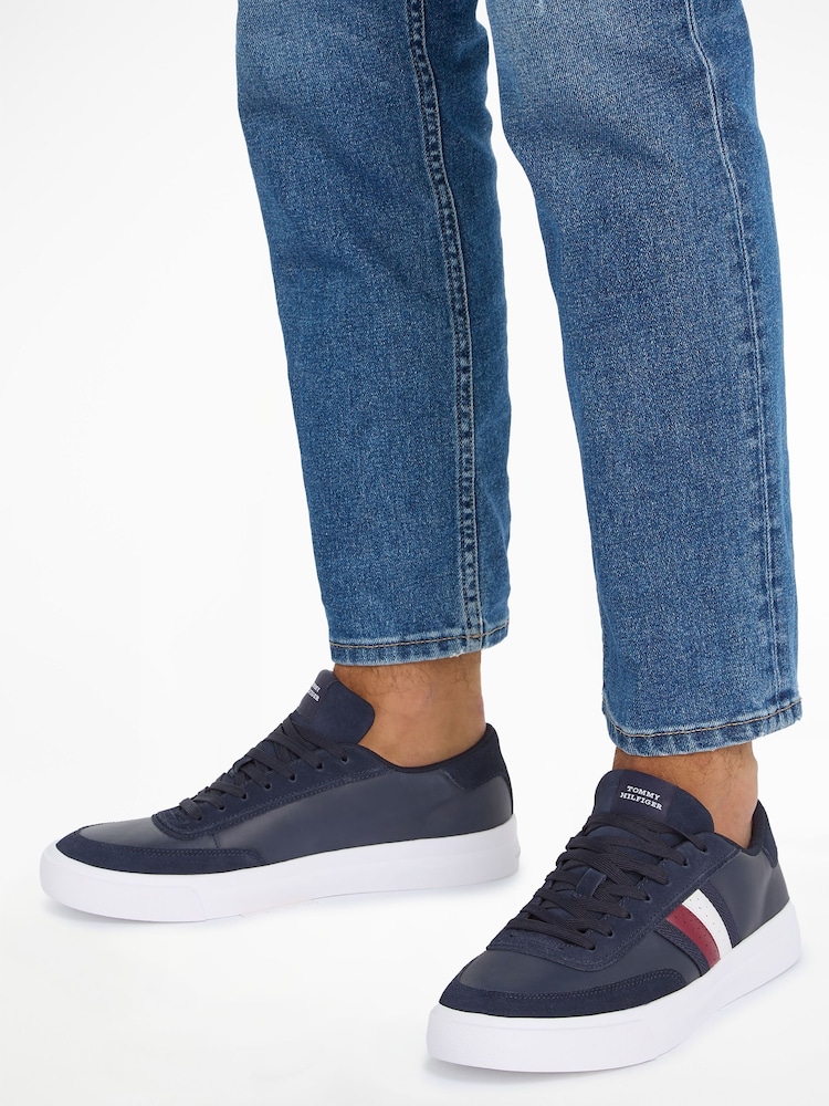 Tommy Hilfiger Blue Stripe Leather Sneakers - Image 4 of 4