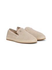Tommy Hilfiger Cream Classic Suede Shoes - Image 2 of 4