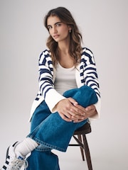 The Set Navy/White Stripe 2 Pack Zip Through Cardigans - Image 4 of 7