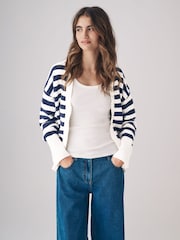 The Set Navy/White Stripe 2 Pack Zip Through Cardigans - Image 5 of 7