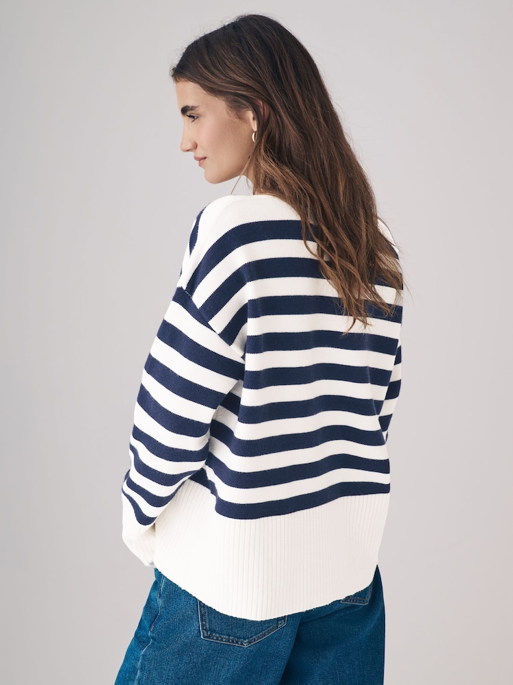 The Set Navy/White Stripe 2 Pack Zip Through Cardigans - Image 7 of 7