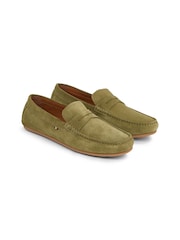 Tommy Hilfiger Green Casual Suede Driver Shoes - Image 1 of 4
