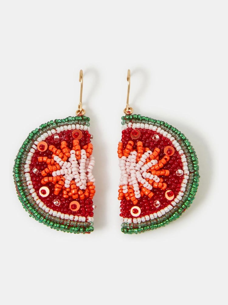 Accessorize Green Beaded Watermelon Drop Earrings - Image 1 of 1 Accessorize Green Beaded Watermelon Drop Earrings - Image 1 of 1