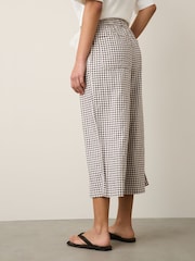 Chocolate Brown Gingham Stretch Linen Blend Culotte Trousers - Image 3 of 5