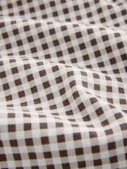 Chocolate Brown Gingham Stretch Linen Blend Culotte Trousers - Image 5 of 5