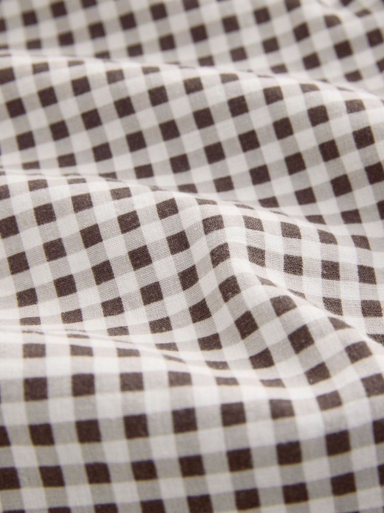 Chocolate Brown Gingham Stretch Linen Blend Culotte Trousers - Image 5 of 5