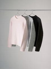 The Set Black/Grey/Soft Pink 3 Pack Relaxed Drop Shoulder Jumper - Image 2 of 7