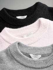 The Set Black/Grey/Soft Pink 3 Pack Relaxed Drop Shoulder Jumper - Image 6 of 7