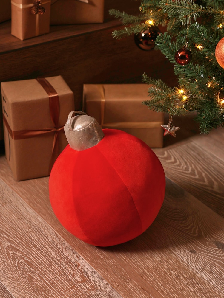 Red Christmas Bauble 3D Cushion - Image 1 of 3