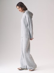 The Set Grey 2 Piece Knit Hoodie & Wide Leg Trousers Coord - Image 1 of 9