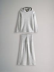 The Set Grey 2 Piece Knit Hoodie & Wide Leg Trousers Coord - Image 2 of 9