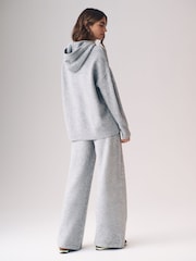 The Set Grey 2 Piece Knit Hoodie & Wide Leg Trousers Coord - Image 5 of 9