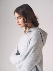 The Set Grey 2 Piece Knit Hoodie & Wide Leg Trousers Coord - Image 6 of 9