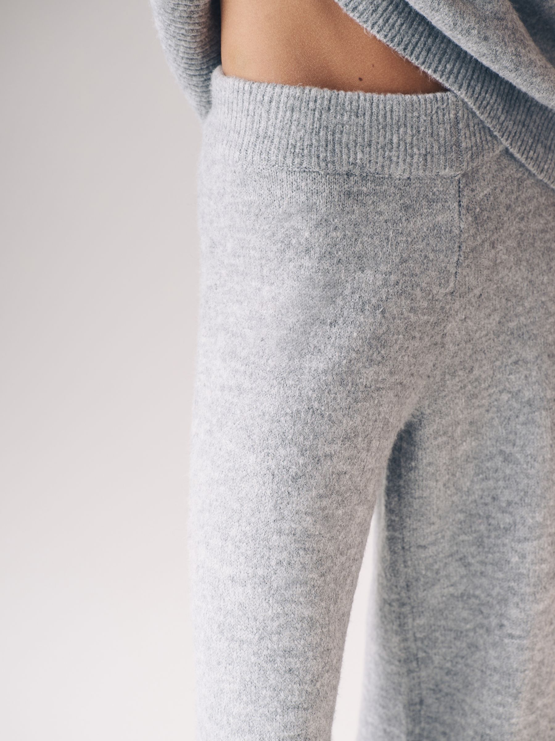 Buy The Set Grey 2 Piece Knit Hoodie & Wide Leg Trousers