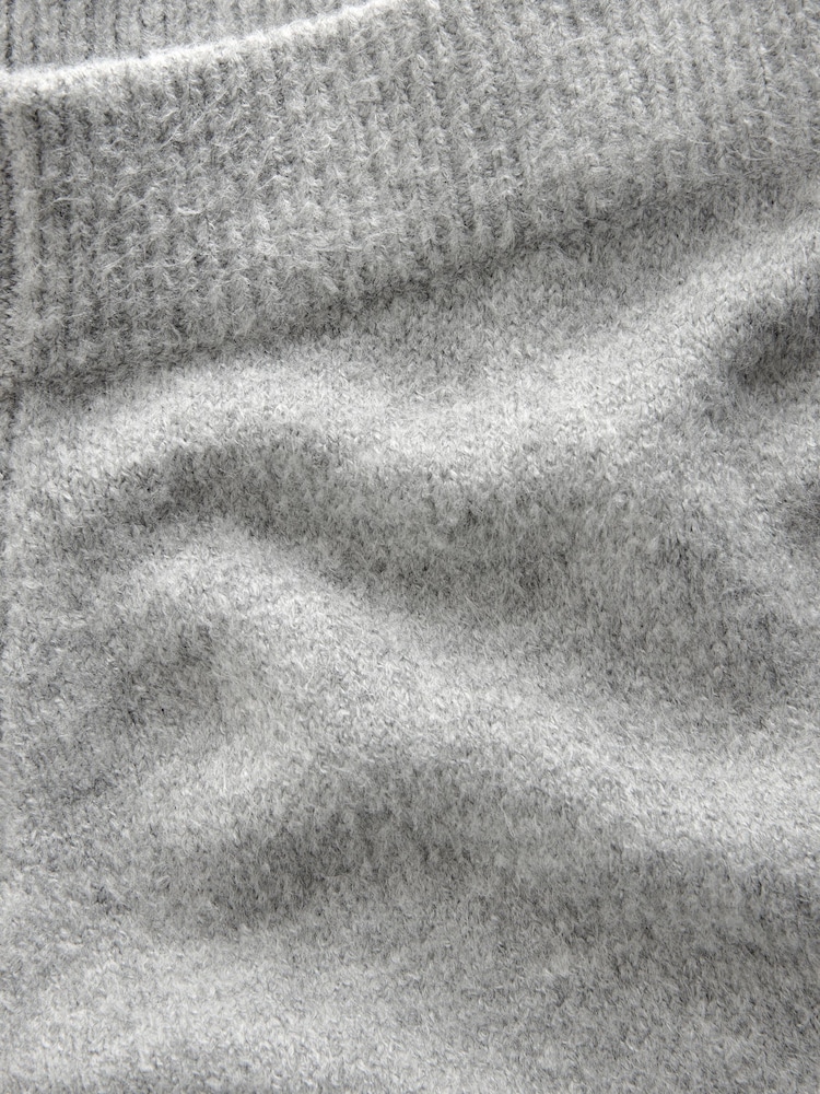 The Set Grey 2 Piece Knit Hoodie & Wide Leg Trousers Coord - Image 9 of 9