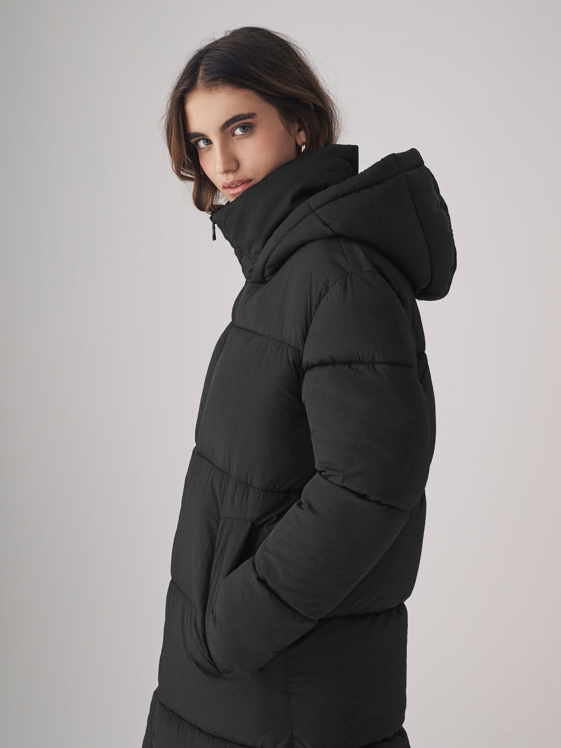 Longline padded hooded jacket cheap