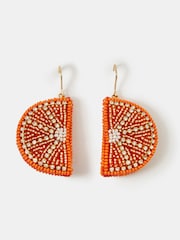 Accessorize Orange Beaded Orange Slice Drop Earrings - Image 1 of 1