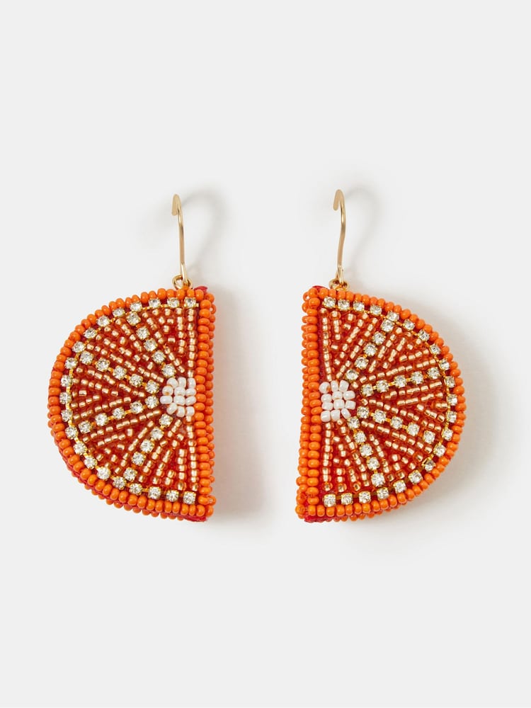 Accessorize Orange Beaded Orange Slice Drop Earrings - Image 1 of 1 Accessorize Orange Beaded Orange Slice Drop Earrings - Image 1 of 1