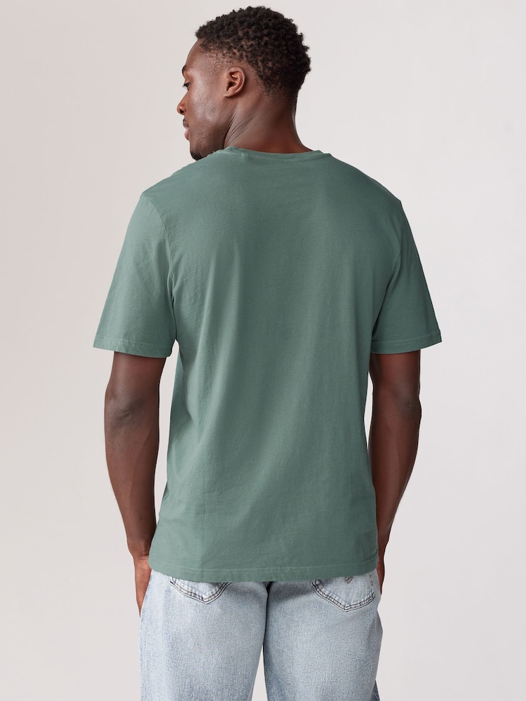 Groen - Normale Pasvorm - Essentieel katoenen T-shirt met ronde hals - Image 3 of 7