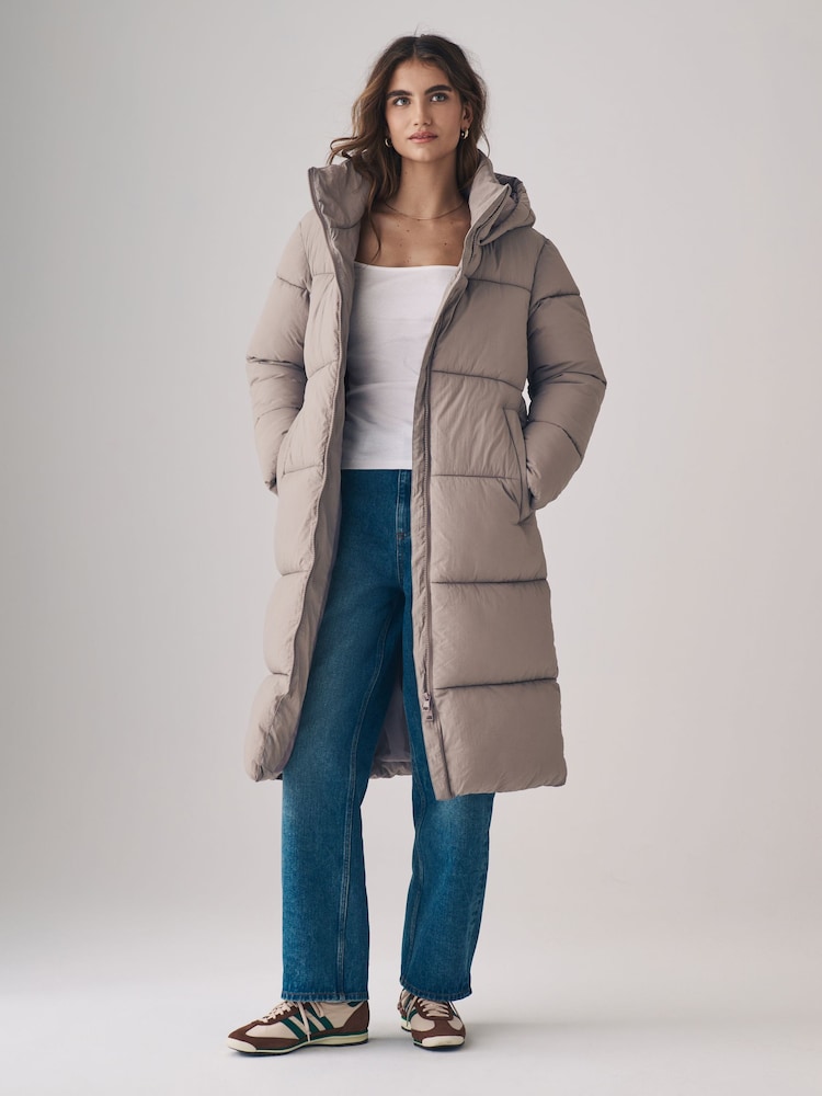 The Set Neutral Hooded Longline Padded Coat - Image 3 of 9