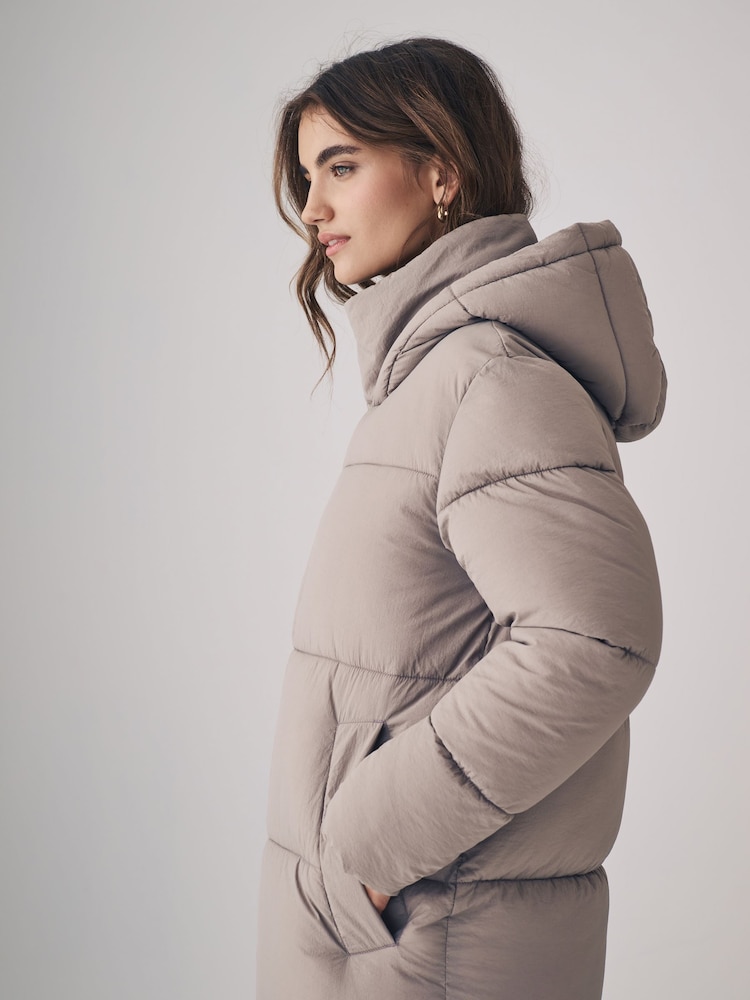 The Set Neutral Hooded Longline Padded Coat - Image 5 of 9