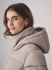 The Set Neutral Hooded Longline Padded Coat - Image 6 of 9
