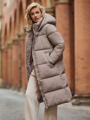 The Set Neutral Hooded Longline Padded Coat - Image 8 of 9