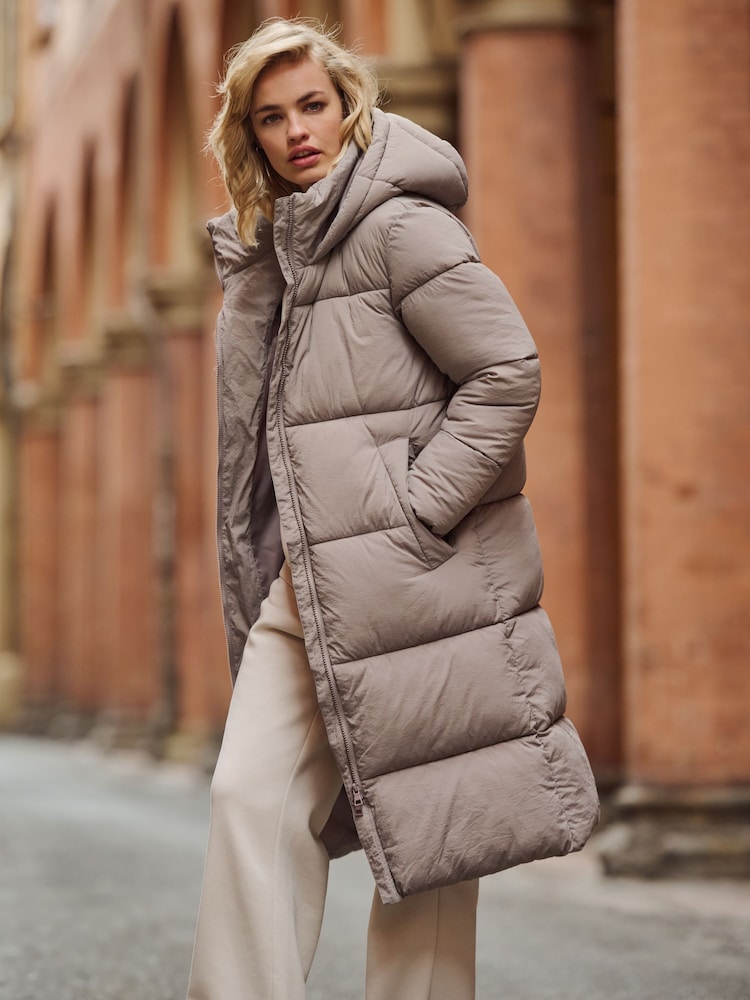 The Set Neutral Hooded Longline Padded Coat - Image 8 of 9