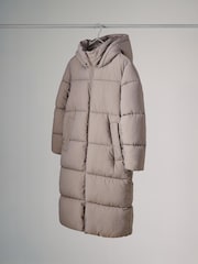 The Set Neutral Hooded Longline Padded Coat - Image 9 of 9