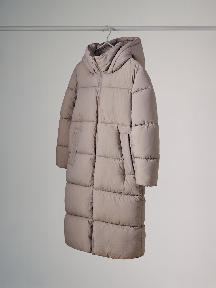 The Set Neutral Hooded Longline Padded Coat - Image 9 of 9