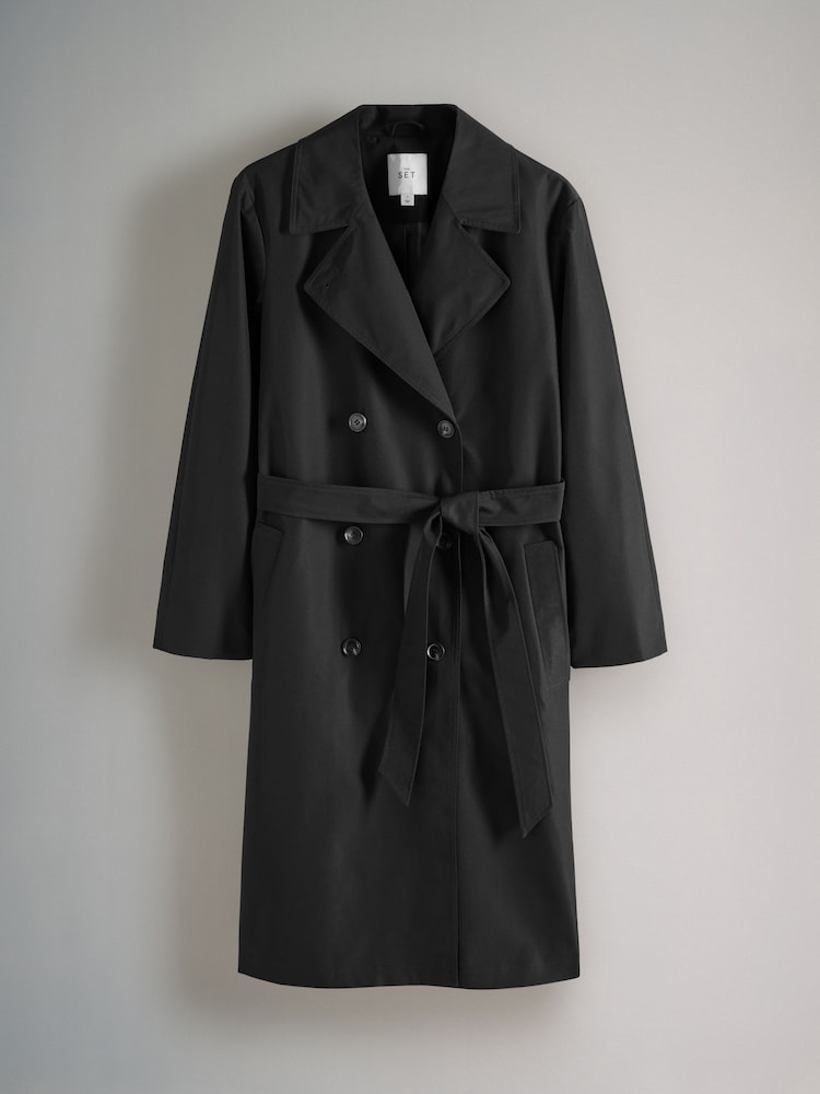 The Set Black Belted Trench Coat - Image 5 of 7
