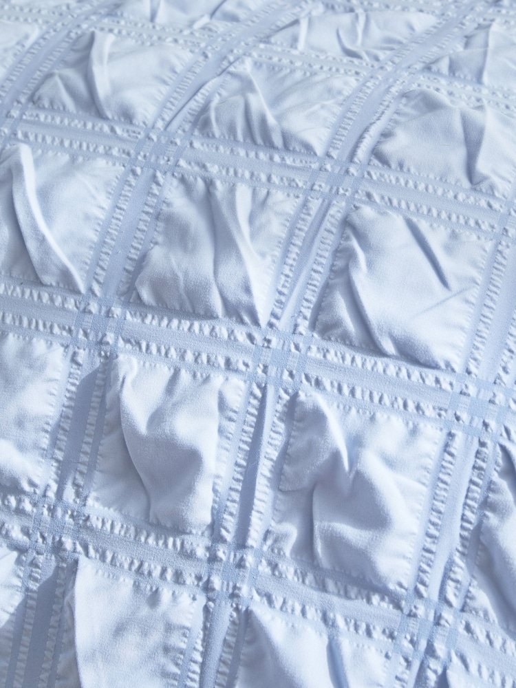 Blue Seersucker Supersoft Textured Duvet Cover and Pillowcase Set - Image 3 of 4
