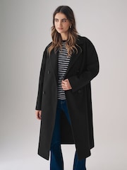 The Set Black Relaxed Double Breasted Longline Coat - Image 2 of 6