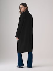 The Set Black Relaxed Double Breasted Longline Coat - Image 3 of 6