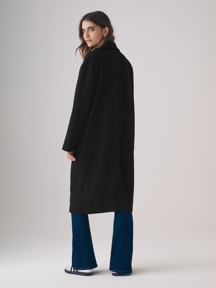 The Set Black Relaxed Double Breasted Longline Coat - Image 3 of 6
