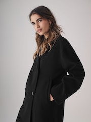 The Set Black Relaxed Double Breasted Longline Coat - Image 5 of 6
