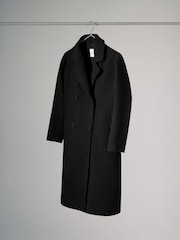 The Set Black Relaxed Double Breasted Longline Coat - Image 6 of 6