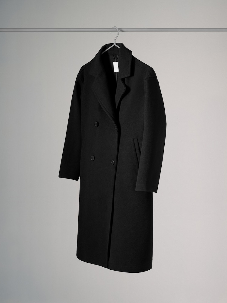 The Set Black Relaxed Double Breasted Longline Coat - Image 6 of 6